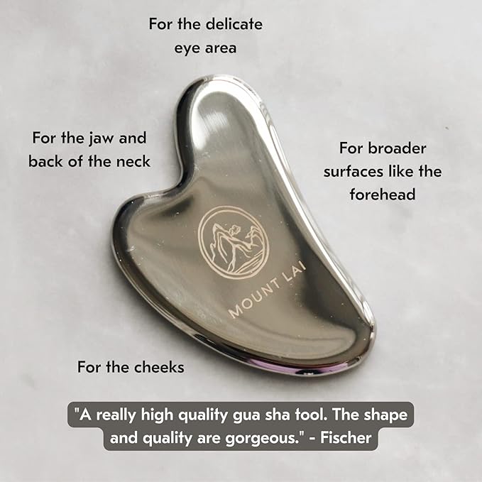 Mount Lai Stainless Steel Gua Sha Facial Tool – The Element of Refinement – Professional Grade Steel Face Sculpting Tool for Lymphatic Drainage, Puffiness Reduction & Refined Results
