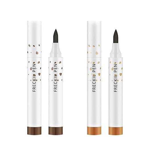 2 Pcs Freckle Pens, Natural Lifelike Freckles Makeup Tool - Dark Brown + Light Brown