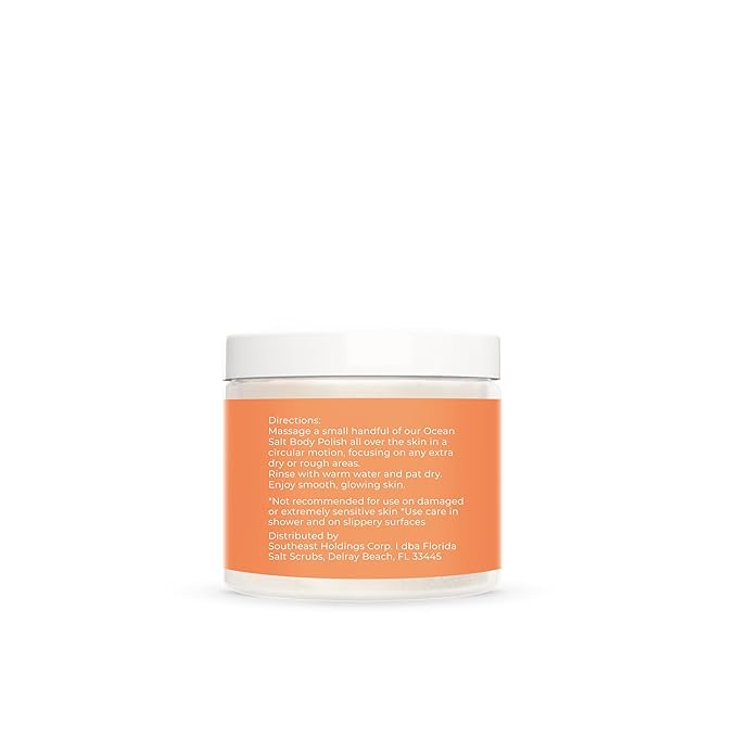 Sea Salt Body Scrub by Florida Suncare - Ocean Salt Body Polish Infused with Marine Algae - Exfoliating Face and Body Scrub - Facial Scrub Exfoliator to Tackle Acne and Scars (Coconut Mango, 3.3 oz)
