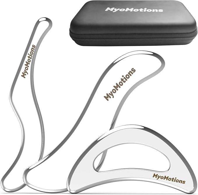 3-Piece Muscle Scraper Tool Set for IASTM Therapy - Stainless Steel Gua Sha Tool for Myofascial Release and Deep Tissue Massage Tool Set