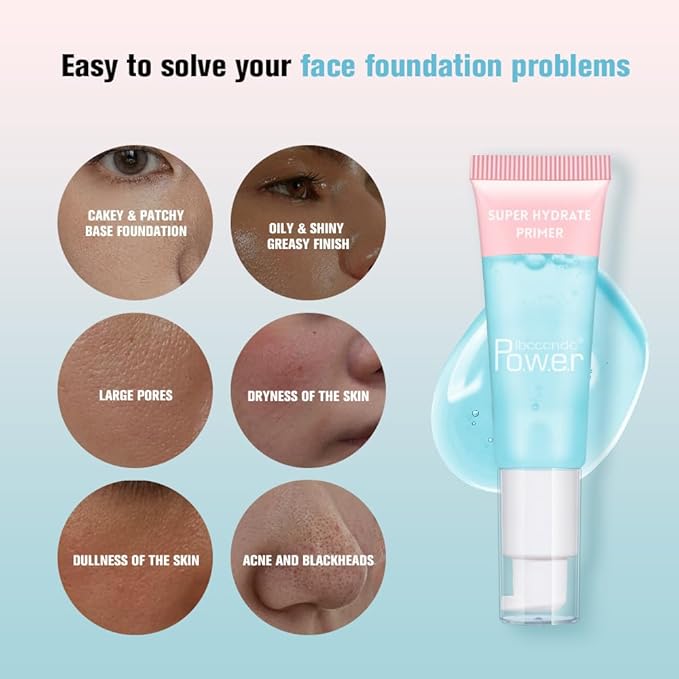 AKARY Gel-Based & Hydrating Face Primer For Smoothing Skin & Gripping Makeup With Hyaluronic Acid, Long-Wear Foundation Face Primer for Oil Control, Pores Fine Lines Minimizer, 0.81 Fl Oz, 01 Clear