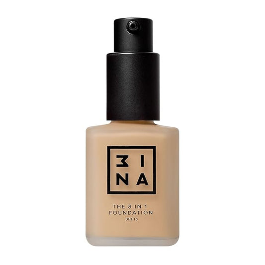 3INA The 3-In-1 Foundation 204 - Vegan Formula - Combination Of Primer, Concealer And Foundation - Medium Coverage - Natural Finish - Perfect For Covering Lines And Blemishes - Long Lasting - 1.01 Oz