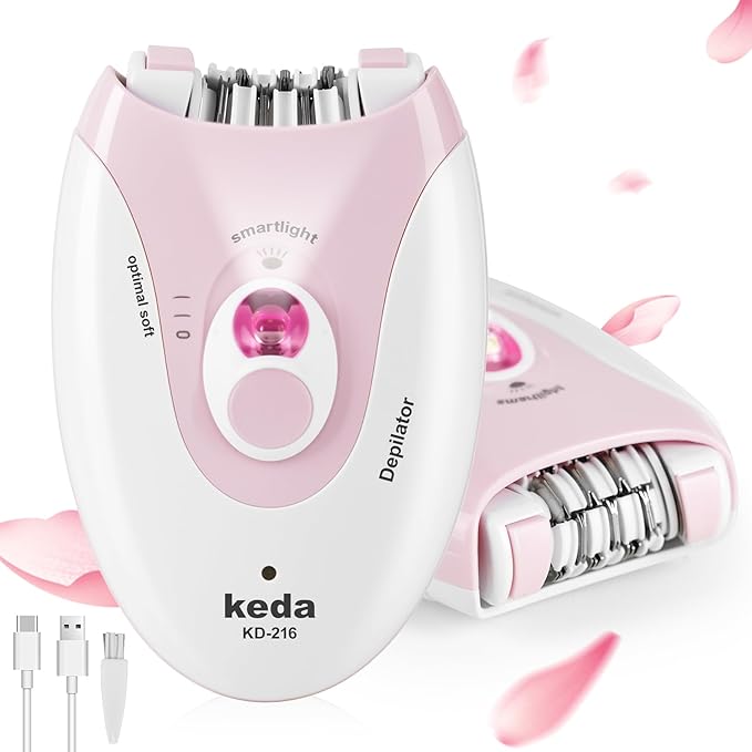 Epilator for Women, Epilators with LED Light, Dual Speed Hair Removal Device, Facial Hair Removal Women, Cordless, Epilators Hair Removal Rechargeable, for Epilator Bikini, Face, Arm, Legs, Armpits