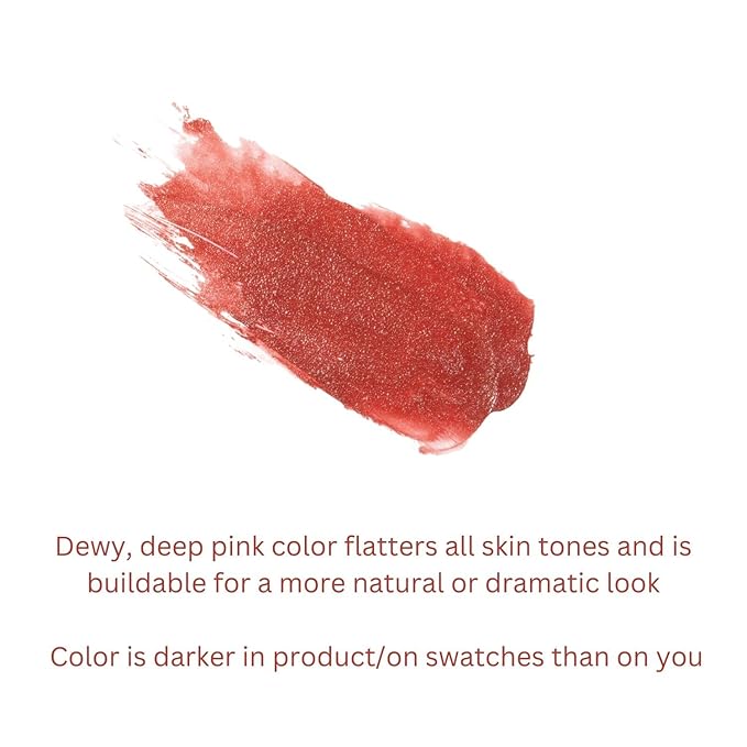 Open Face Color Stick 3-in-1 multistick - lip & cheek tint - cream blush stick with brush - dark pink berry red with mostly natural ingredients