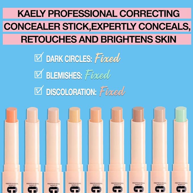 Kaely PROFESSIONAL MAKEUP Correcting Concealer Stick,Medium Coverage Concealer Crayon,under Eye Brightener Concealer for Dark Circles,corrector de ojeras,Lightweight,Vegan,01 DARK COFFEE