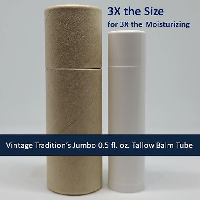 Vintage Tradition Moisturizing Beef Tallow Lip Balm – Tube Lip Moisturizer with Citrus & Lavender Essential Oil Blend Hydrates & Soothes Dry Lips – Grass-Fed Tallow Balm for Skin Care, 0.5 Fl. Oz.