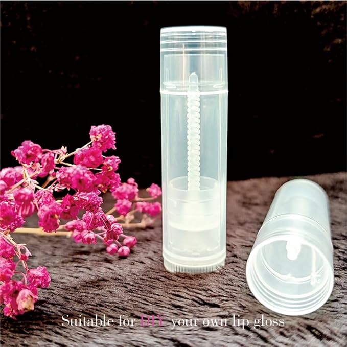 50 Lip Balm Container Kit with Filling Tray and Spatula, Round Tube Refillable Empty Tube 3 Colors, 0.15 oz, BPA Free, for DIY Homemade Lipstick Lipstick (50 black kits,)