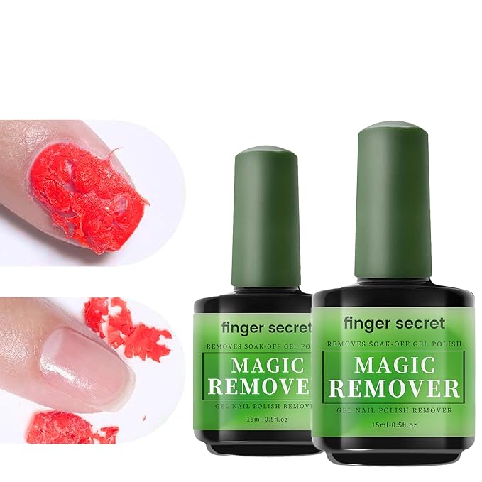 Gel Nail Polish Remover (2pcs)-Professional Gel Nail Polish Remover for Nails, Quickly Remove Nail Polish in 2-5 Minutes, Magic Soak Off Gel Polish