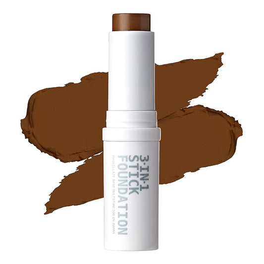 Ruby Kisses Natural Full Coverage 3-In-1 Stick Foundation. Easy to Apply, Hydrating, Lightweight, Long Lasting, Concealer and Contour Stick for Face Makeup (Chestnut)