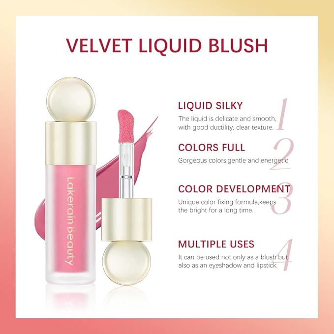 Soft Velvet Liquid Blush,Natural Cream Blush Stick for Cheeks, Dewy Cheek Tint, Long-Lasting Waterproof and Sweat proof Blush Makeup. (04 - LOVE)