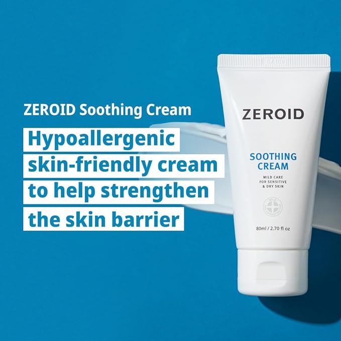ZEROID | Soothing Cream | Face Moisturizer for Sensitive Skin | Face Cream for Skin Barrier Repair | Face Lotion for Soothing & Calming | Dermocosmetic Face Cream | Korean Skincare | 2.7 fl oz (80ml)