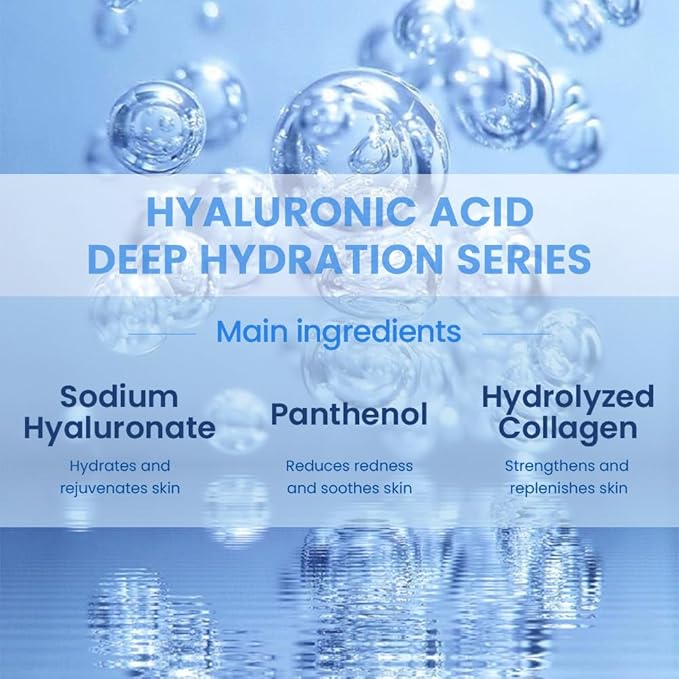 Kaely 10 Pack Hyaluronic Acid Masks, Hydrating Smoothing Face Masks for Women Men, Facial Mask Skin Care Korean, Moisturize Nourish for All Skin Types, Birthday Christmas Gifts, Set04