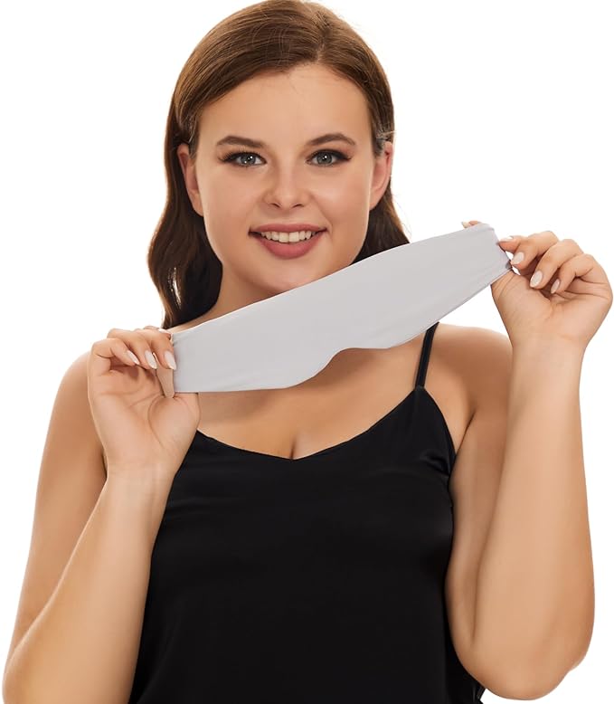 ALASKA BEAR Sleep Mask for Side Sleepers Patented Design, Cup-Shaped and Extra-Soft, 100 Blackout Eye Mask Shades Cover for Men and Women Home or Travel, Machine Washable, Pale Grey