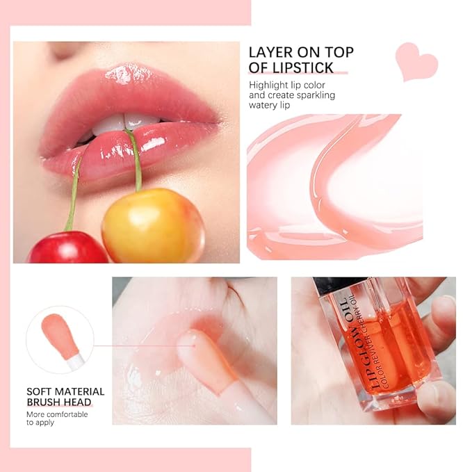 Plumping Lip Oil, Long Lasting Hydrating Lip Gloss Tinted Balm Non-sticky Revitalizing, Tinting Care Oil for Dry Lip (PINK)