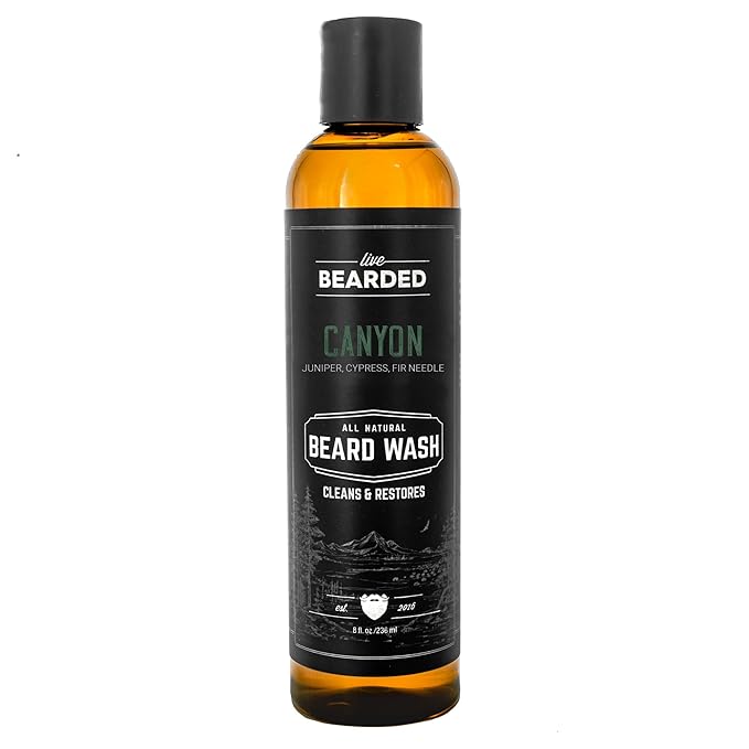 Live Bearded Beard Wash, 8 fl oz - Water-Based Face Cleanser with All-Natural Ingredients for a Gentle, Deep Clean - Made in the USA | Canyon Scent - Juniper, Cypress, Fir Needle