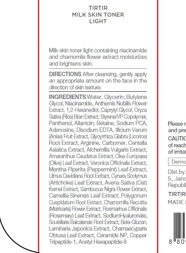 TIRTIR Milk Skin Rice Toner Light | Instant Hydration with 4% Niacinamide, Pantenol, Lightweight, Pore-Tightening, Vegan, Acne-Prone, Oily Skin, Fungal Acne Safe, Korean Skin Care, 0.67 Fl Oz