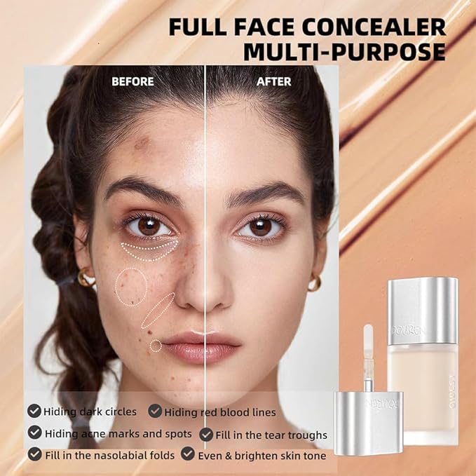 AKARY Moisturizing Precision Concealer, Lightweight & Breathable Cover-up Cream Moist Concealer, Cover Dark Circles Multi-Use Camouflage Cream, Creamy Texture Full Coverage Conceals(02#Skin Tone)