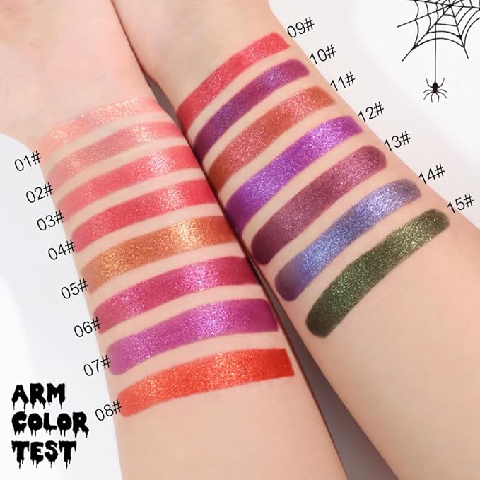 Kaely Glitter Metallic Lipstick, Shimmer Metallic Lipsticks for Women, High Pigmented Lip Color Long Lasting Waterproof Smudge Proof 24 Hour, Halloween Makeup, Vegan & Cruelty-Free, 06