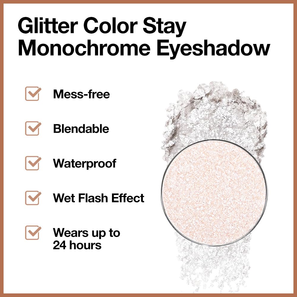 Beige White Monochrome Shimmer Eyeshadow Palette Makeup,Long Lasting Naturing-Looking Lightweight Glitter Single Eyeshadow,Neutral Powde Eye Shadow for Older Women