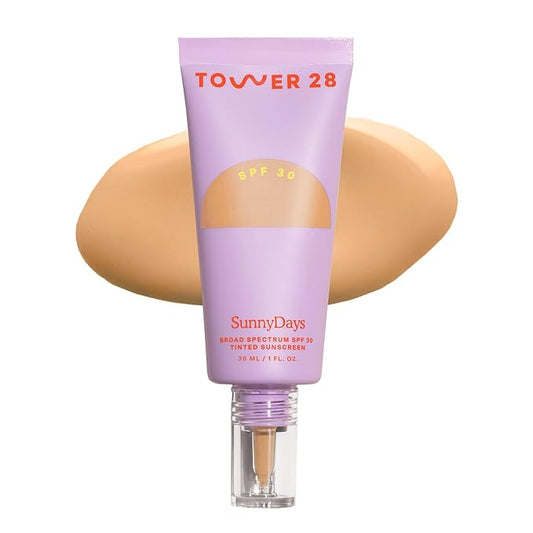 Tower 28 Beauty SunnyDays SPF 30 Tinted Mineral Sunscreen - For Sensitive Skin - 2-in-1 Facial Broad Spectrum UVA/UVB Protection + Foundation – Shade 20 MULHOLLAND, 1 Fl Oz