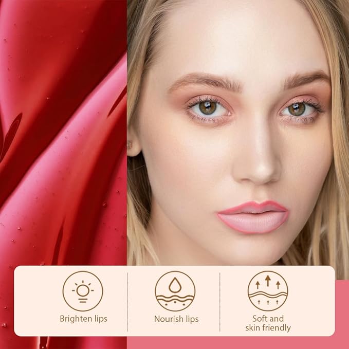 Matte Lip Gloss Stain-Peel Off Lip Liner Tattoo, Pinkish Red Lip Tint，Long Lasting Peel Off Lip Stain, Waterproof Transfer-proof Lip Mask Lip Liner Peel Off Lip Gloss,Stayn Lip Makeup. #06