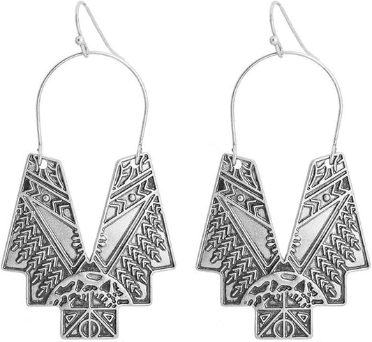 Zealmer Gold Geometric Earrings Statement Vintage Boho Ethnic Earrings Hollow Out Fan Shape Dangle Drop Earrings for Women Birthday Christmas Valentines Day Gift