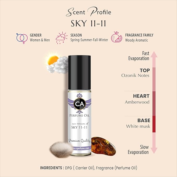 CA Perfume Impression of Emra Sky 11 For Women & Men Fragrance Body Oil Roll-On 0.3 Fl Oz/10ml