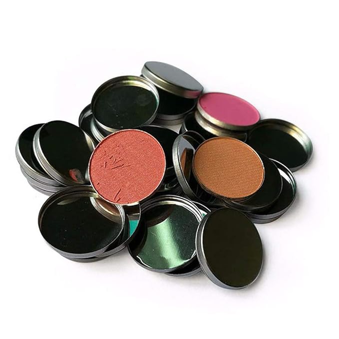 30 Pieces Empty Round Metal Tin Palette Pans Round Metal Pans Cosmetic Eyeshadow Pans for Eyeshadow Palette for Magnetic Makeup Palette, 26mm Diameter 5mm Height