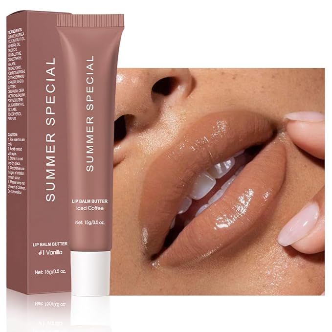 Summer Ultra-Hydrating Lip Butter Balm, Natural Vegan Lip Balm for Instant Moisture, Shine & Hydration,Sheer-Tinted,Soothes & Softens Dry Lips,Bálsamo labial hidratante #3 lced Coffee 0.5 Fl Oz