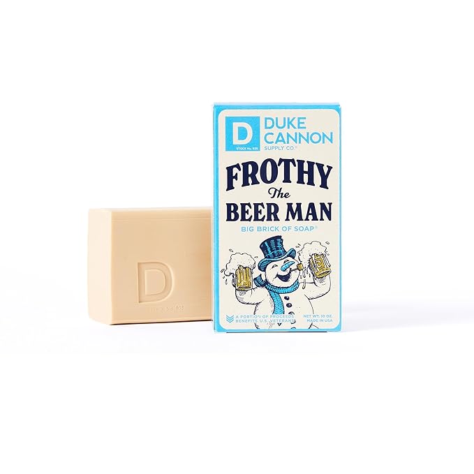 Duke Cannon Supply Co. Big Brick of Soap Bar for Men Holiday Edition - Frothy the Beer Man (Woodsy Sandalwood Scent), 10 oz. (3 Pack)