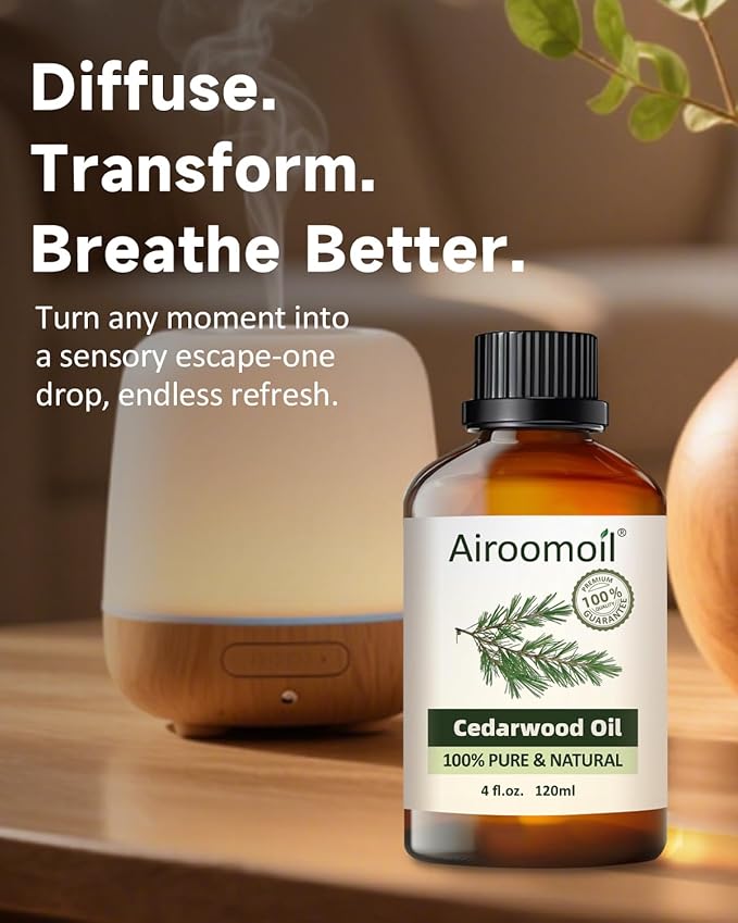 Pure Cedar Essential Oil, 100% Pure Natural Cedar Essential Oil, Premium Grade Essential Oils for Diffusers for Home, Skin, Care Massage, Soap Making, Aromatherapy, 4 Fl Oz | 120ml