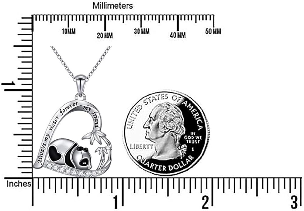 Silver Crystal Panda Necklace Choker Vintage Heart Panda Pendant Cute Animal Necklace Charm Jewelry I Love You Forever Birthday Gifts for Kids Women and Girls