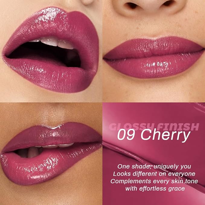 Kaely 2Pcs Honey Glossy Lipstick for Women, Mauve & Cherry Moisturizing Shine Lipstick for Dry Lips, Hydrating Nourishing Tinted Lip Balm, Sheer Lightweight Lip Gloss Stain Makeup, Vegan, 07+09