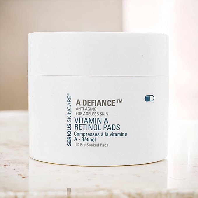 Retinol Vitamin A Resurfacing Pads for Daily Facial Treatment - Niacinamide & Witch Hazel - Exfoliates Skin & Pores - Reduces Fine Lines and Wrinkles - Serious Skincare - 60 Pre-Moistened Disc