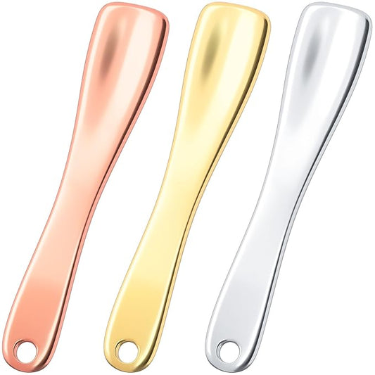 3 Pcs Facial Spatula Sticks Mini Metal Makeup Spatulas Tiny Skincare Cosmetic Spoons Reusable Face Eye Cream Lotion Applicator Tools Facial Massage Sticks for Women Girls