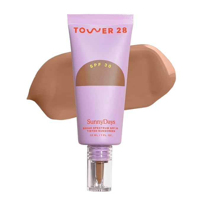 Tower 28 Beauty SunnyDays SPF 30 Tinted Mineral Sunscreen - For Sensitive Skin - 2-in-1 Facial Broad Spectrum UVA/UVB Protection + Foundation – Shade 45 SILVER LAKE, 1 Fl Oz