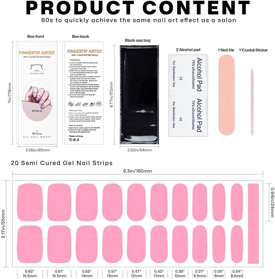 Semi Cured Gel Nail Strips with Purple and white Glitter Designs Gel nail stickers Glossy Nail strips Salon Quality & Easy to Use 20 Pcs for Women