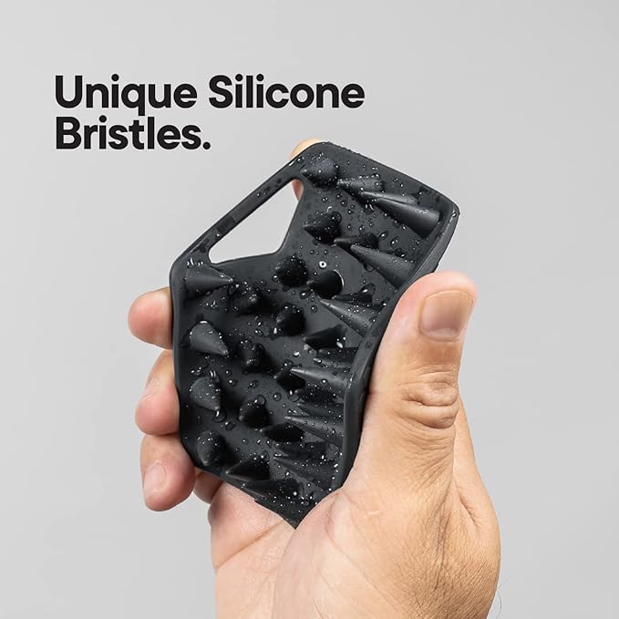 TOOLETRIES Beard Scrubber - Silicone Beard Brush & Exfoliator for Men, Deep Cleans & Unclogs Pores, Ergonomic Handle Design, Removes Beardruff - Charcoal