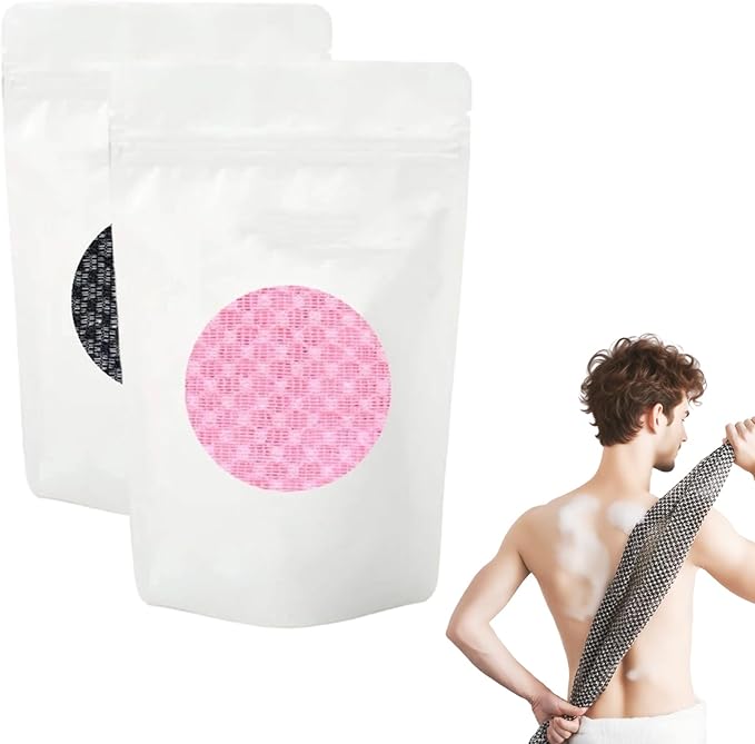 Exfoliating Shower Towel, 2026 Upgraded Exfoliating Washcloth, Body Back Scrubber for Shower, Long Scrub Towel for Women Men Full Body Exfoliator (2 Pcs)