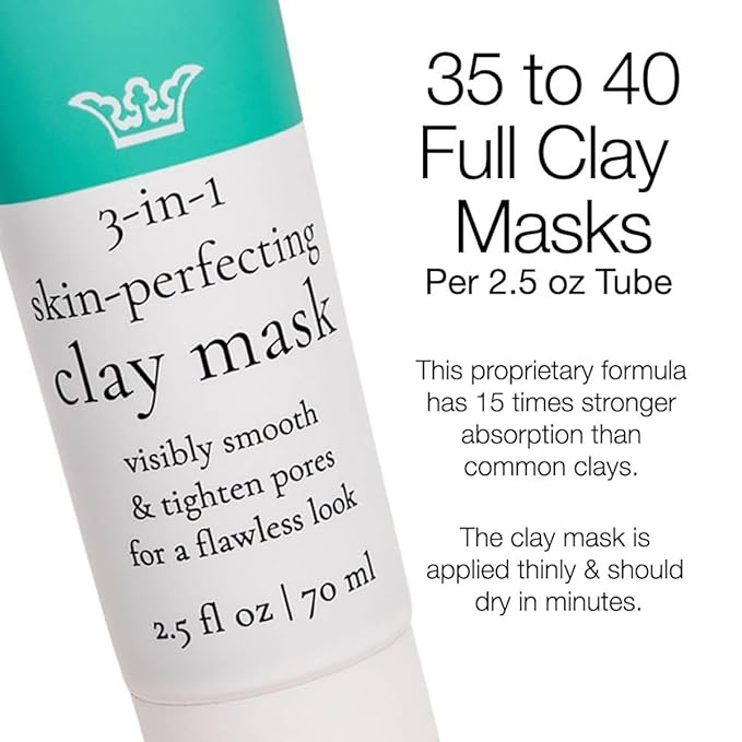 GUNILLA Skin Perfecting Clay Mask, Vegan, No Additives, 3-in-1 Deep Pore Cleansing Facial Mask, Refining, Detox & Spot Treatment, All-Natural, Pro-Grade, 35 Clay Masks 2.5 fl oz - Made in Sweden.