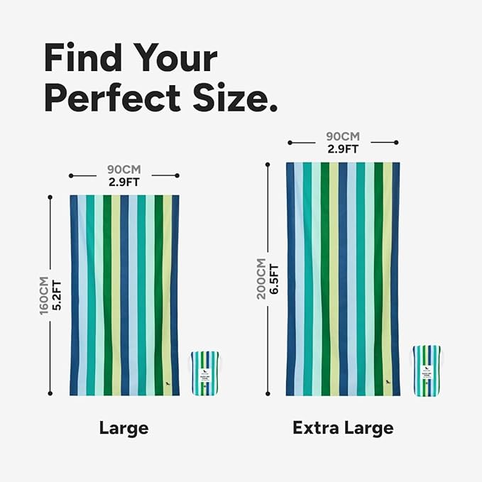 Dock & Bay Quick Drying Towel - for Sports & Gym - Compact, Lightweight - 100% Recycled - Includes Bag - Summer - Cool Lagoon, Extra Large (200x90cm, 78x35)