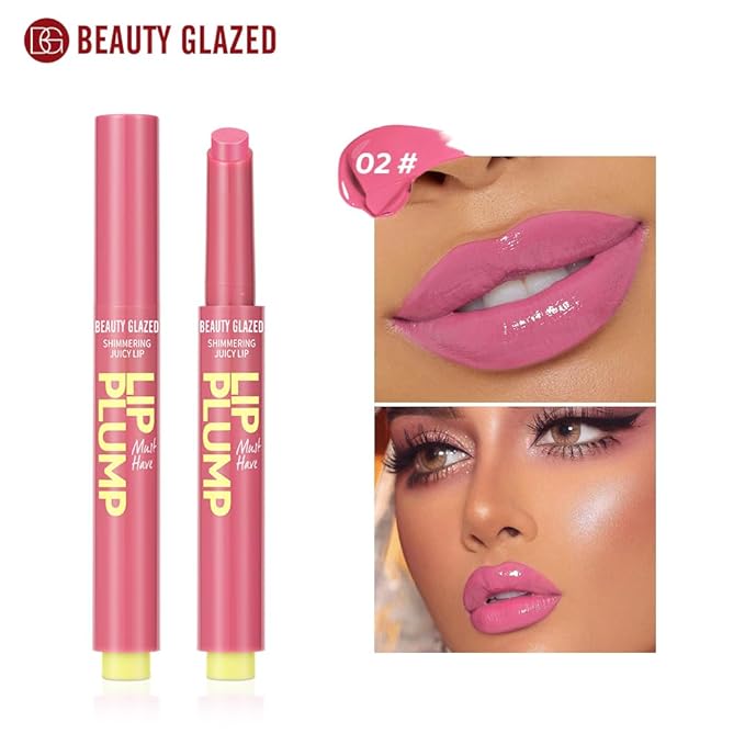 MAEPEOR Hydrating Lip Plumper 12 Colors Moisturizing Shiny Juicy Lip Balm Long Lasting Nourishing Lip Pluming Balm（Color 02)