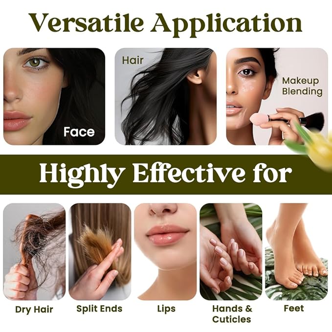 100% Organic & All Natural Plant-Based Squalane Oil for Face, Hair, & Body, Cold Pressed and Unrefined Premium Grade Multipurpose Facial Oil for Moisturize, Smooth, and Soften Skin - 1 Oz