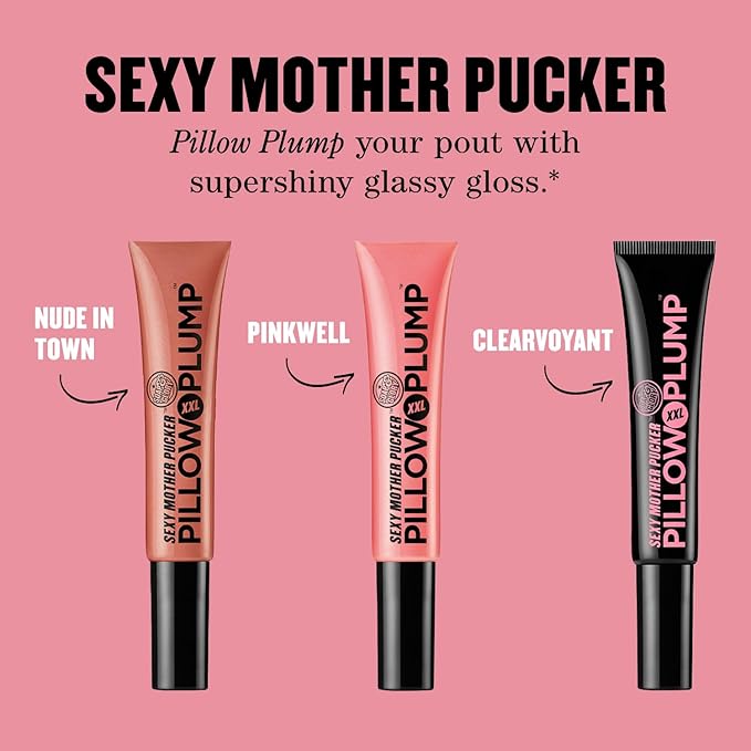 Soap & Glory Sexy Mother Pucker XXL Lip Gloss - Hydrating, Plumping Lip Gloss for Full, Volumized Lips - Lip Plumper Gloss + Chocolate Orange Scent with Vegan Formula in Clearvoyant (10ml)