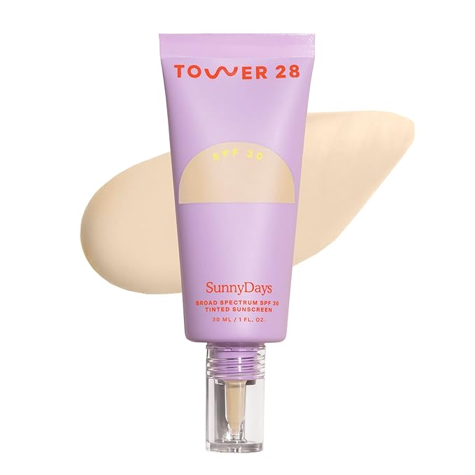Tower 28 Beauty SunnyDays SPF 30 Tinted Mineral Sunscreen - For Sensitive Skin - 2-in-1 Facial Broad Spectrum UVA/UVB Protection + Foundation - Shade 10 LARCHMONT, 1 Fl Oz