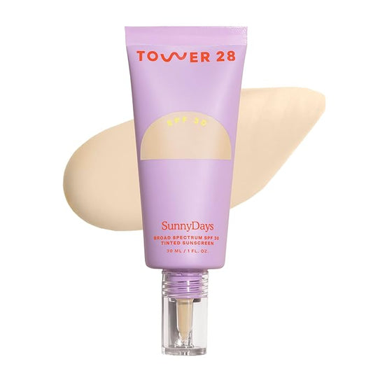 Tower 28 Beauty SunnyDays SPF 30 Tinted Mineral Sunscreen - For Sensitive Skin - 2-in-1 Facial Broad Spectrum UVA/UVB Protection + Foundation - Shade 10 LARCHMONT, 1 Fl Oz