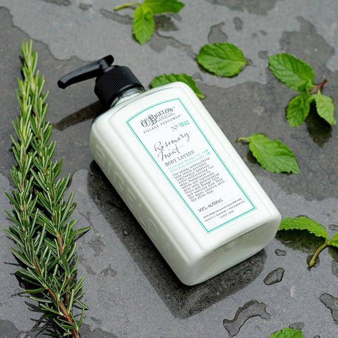 C.O. Bigelow Rosemary Mint Body Lotion, Village Perfumer Moisturizing Body Lotion with Aloe Vera, Borage Oil & Olive Oil, 10 Fl Oz