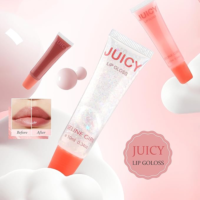 Juicy Lip Gloss, Lipgloss for Women and Girls, Lip Plumper, Lip Makeup Hydrating, Tinted Lip Balm, Colorful Lipgloss Moisturizing and Vibrant #jelly