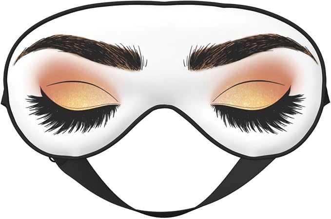 Sleep Eye Mask Yellow Glitter Eyeshadow Sleep Mask for Women Men Comfortable Eye Mask with Adjustable Strap Soft Eye Cover Blindfold for Travel Yoga Nap Shift Work