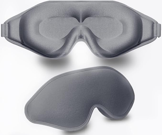 Sleep Mask, 3D Deep Contoured Eye Covers for Sleeping, 99% Block Out Light Eye Mask, Zero Pressure Cup Blindfold for Men Women, with Adjustable Strap for Sleeping, Yoga, Traveling (Grey)